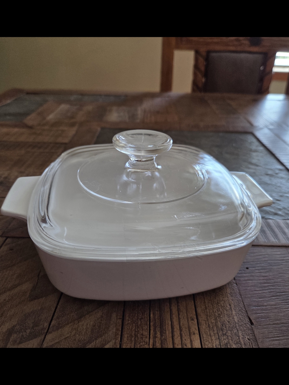 Vtg Corning Ware Solid French White Casserole Dish A-1-B 1 Liter Square w/Lid